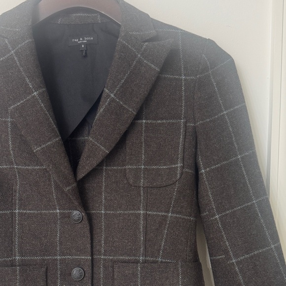 New Rag & Bone Women's Brown Checkered Blazer 6 - Picture 6 of 8